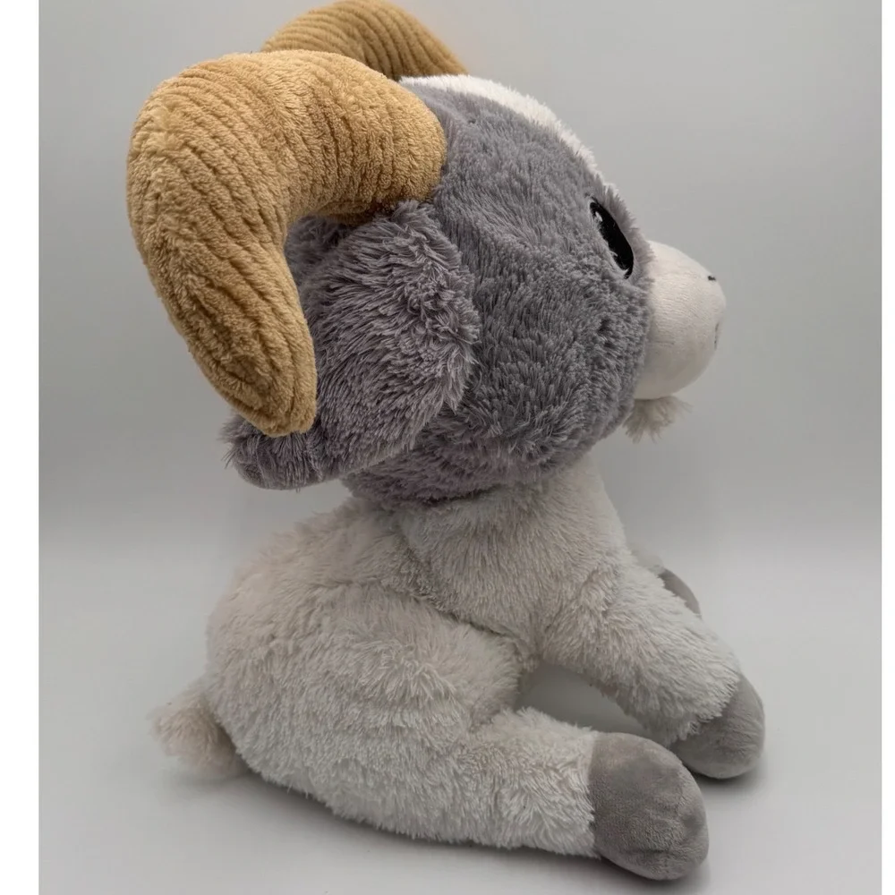 Fiesta Grey White Goat Plush Stuffed Animal 16 Inch Corduroy Horns‎ 17105